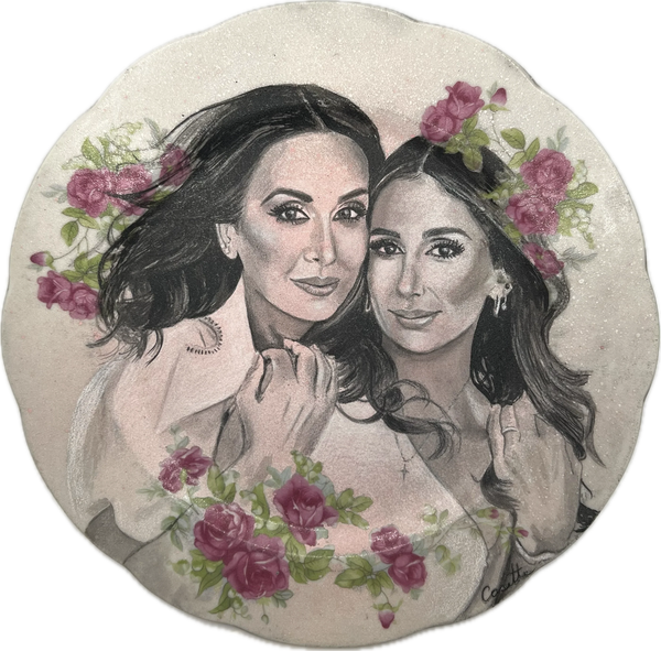 Cherished Forever-Custom Hand-Painted Portrait on Antique Ceramic Plate