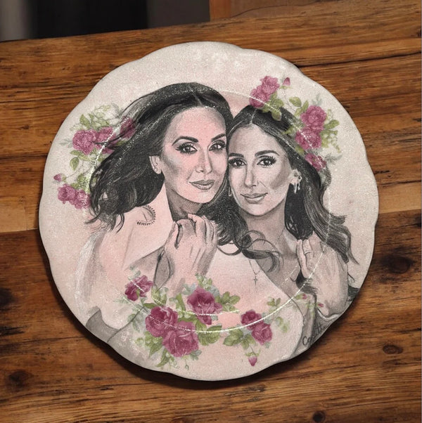 Cherished Forever-Custom Hand-Painted Portrait on Antique Ceramic Plate
